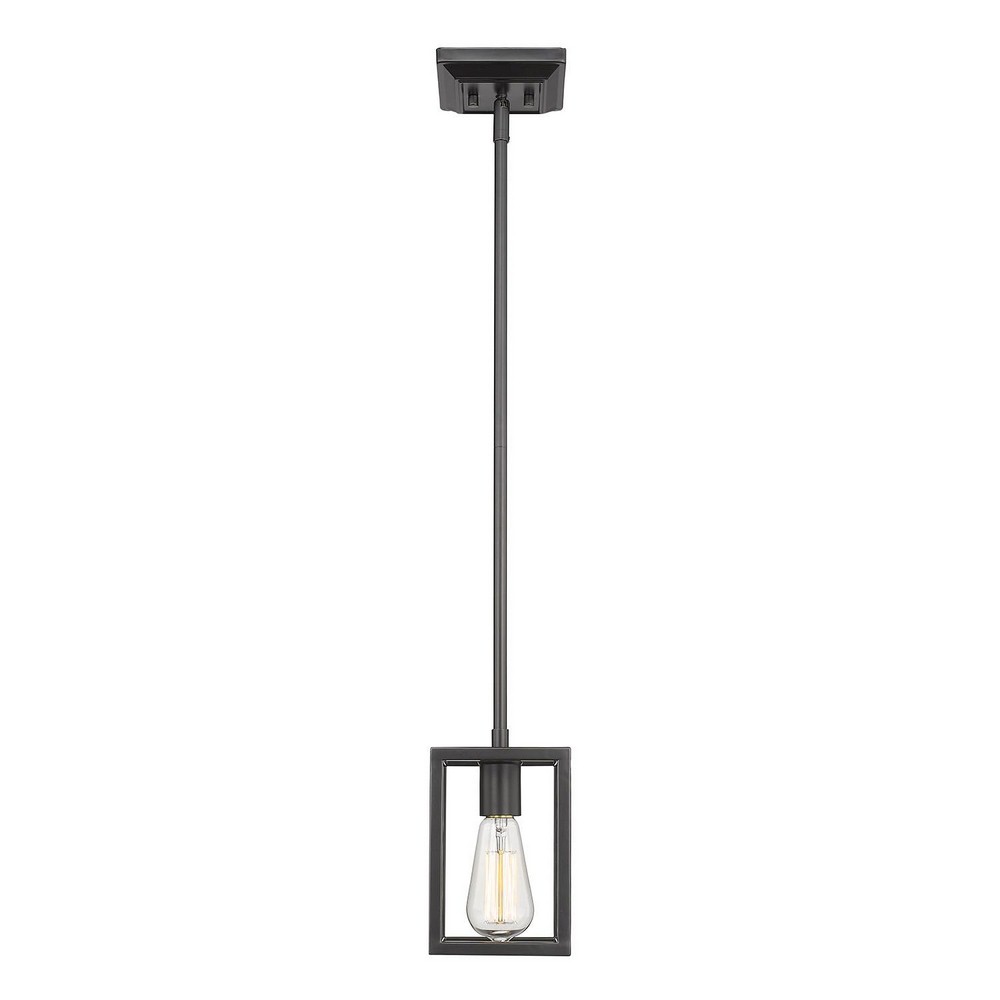 Golden Lighting-2072-M1L BLK-Wesson - 1 Light Mini Pendant in Sturdy style - 8.13 Inches high by 5 Inches wide   Black Finish